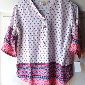 Maher White Button Down Blouse size Medium Longsleeve.